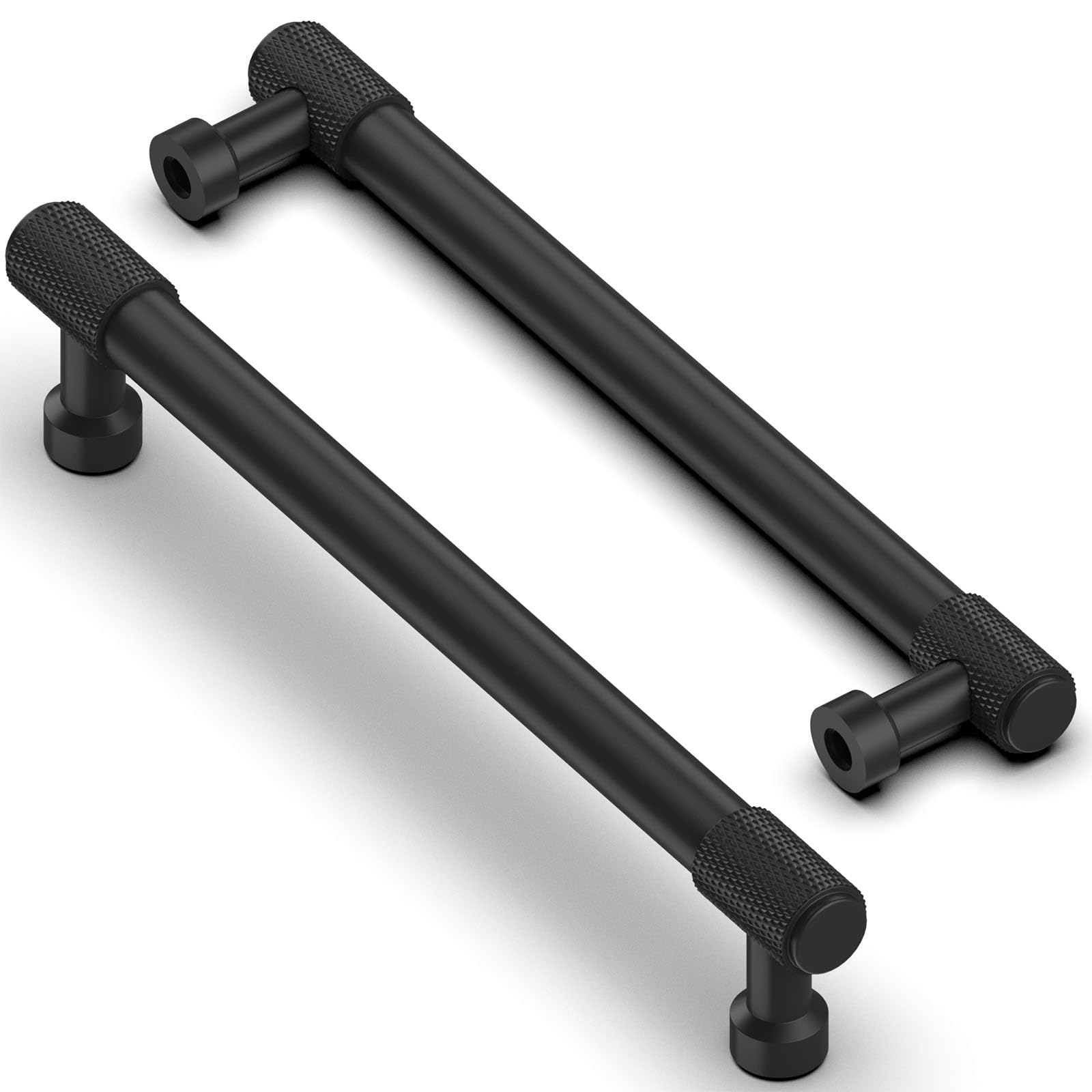 Asimerdeco AR016 10 Pack Matte Black Knurled Cabinet Pulls 6.3 Inch(160mm) Kitchen Cabinet Handles Solid Zinc Alloy Cabinet Hardware Drawer Pulls