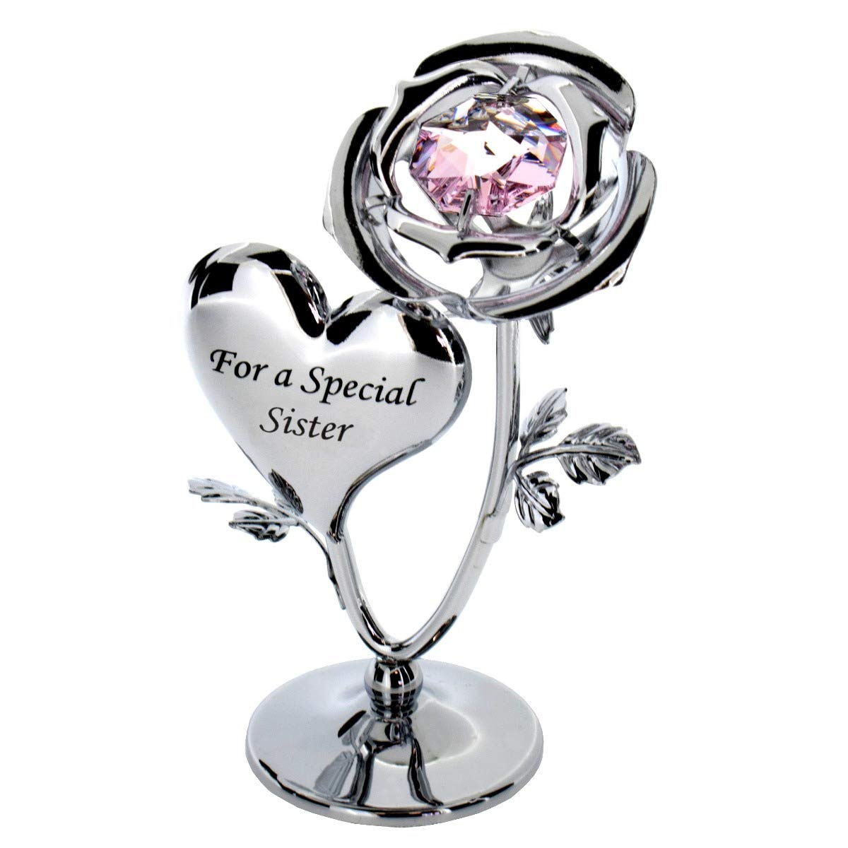 Crystocraft Chrome Plated Rose & Heart Ornament (SISTER)