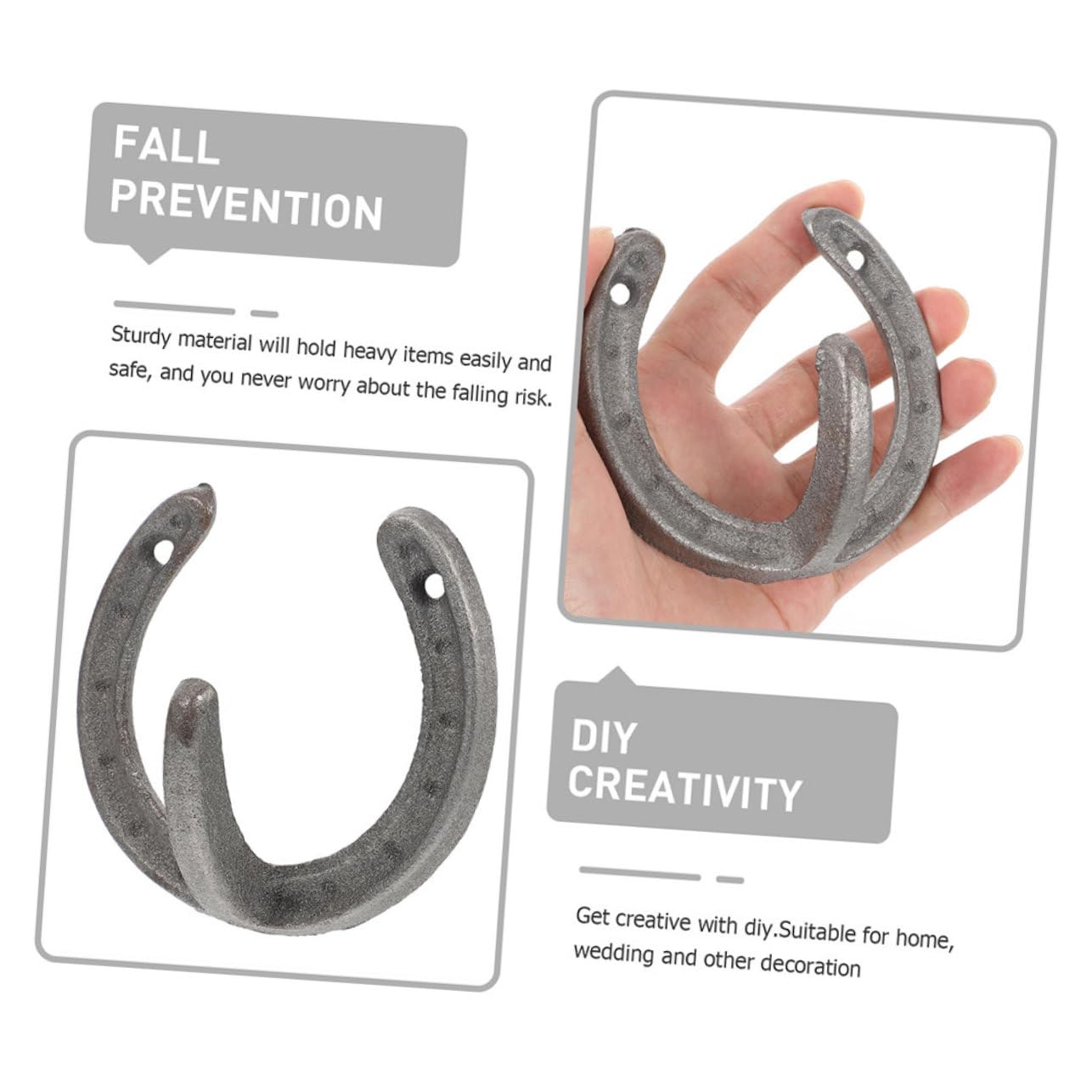 5 Stück-pack Hufeisenförmige Wandhaken aus Eisen mit Retro Stil Praktische Garderobenwandaufhänger ohne Grate Einfache Montage für Wohn und Campingbereich