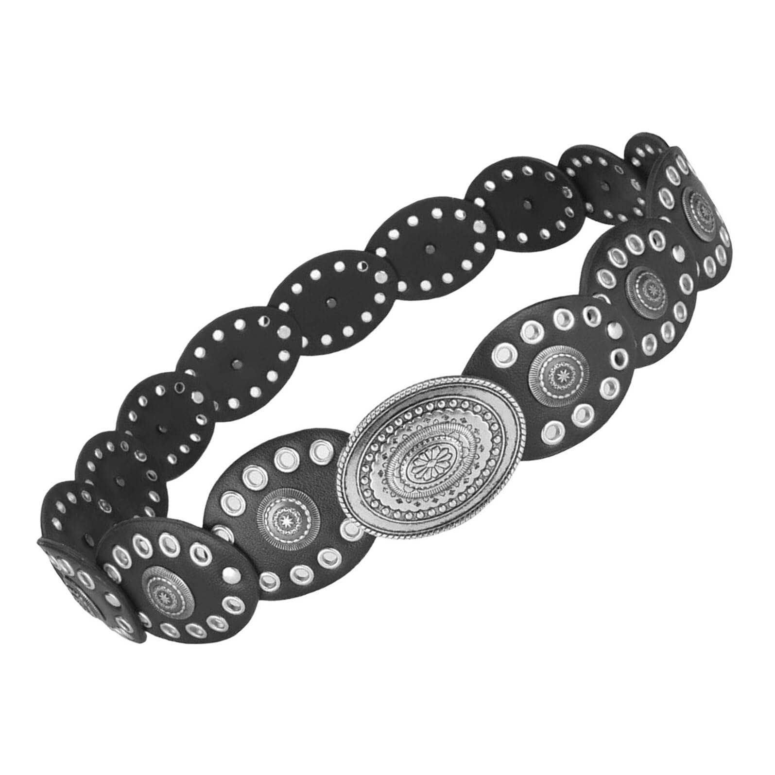 BESTYASH Cintura Western Catena per Donna Rivetti Disco in Lega e Pu Cintura da Cowgirl Vintage Stile Boho da Cowboy Retrò Accessorio da Cowgirl Country