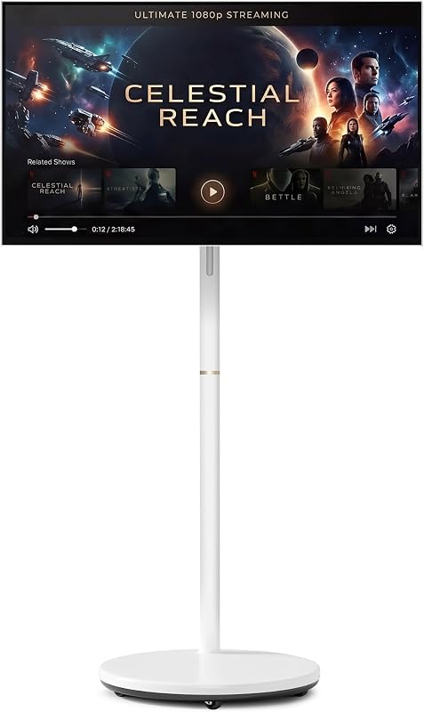 Flow Flex 27" 2-in-1 Portable TV, Rolling Stand & Detachable Screen | FHD Anti-glare Touchscreen Built-in Up to 4-Hour Battery, Full Swivel Rotation, Camera & Speakers, Android 16 EDLA Certified