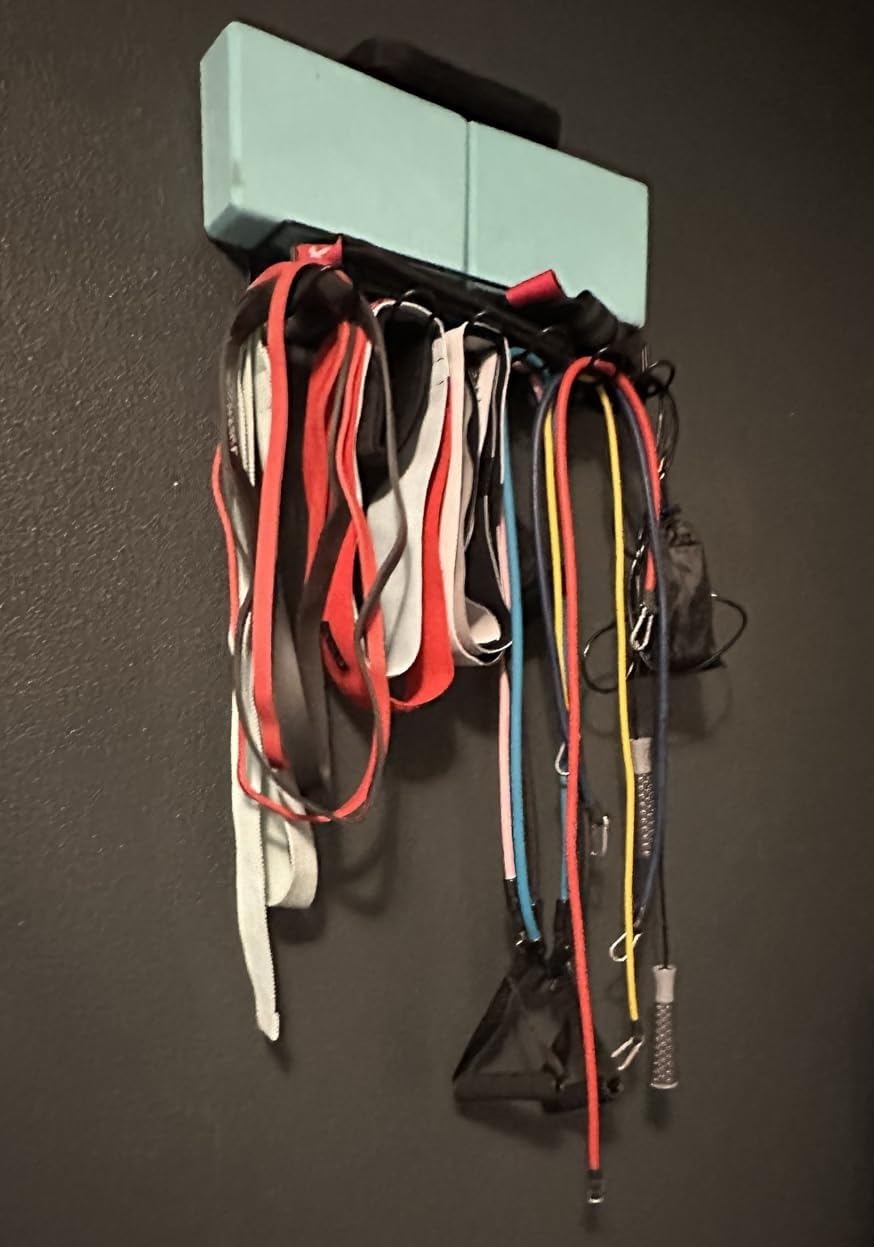 Gym Equipment Storage Rack - 6 Prongs Multi-Purpose Home Gym Organization Storage Wall Mount for Resistance Bands, Jump Ropes, Lifting Belt, Chains, Space Saving Commercial or Home Gym Accessory