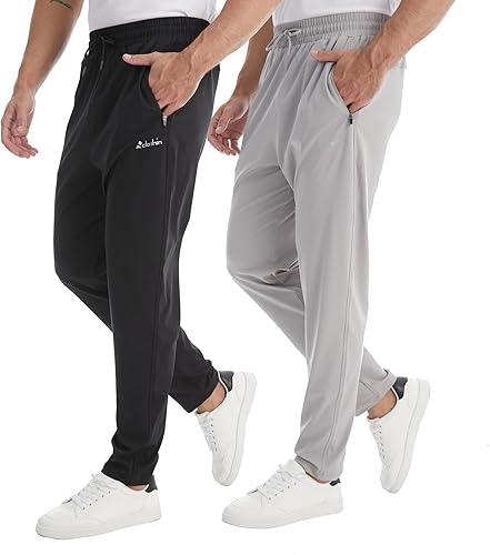 clothin Men's Athletic Pants with Zipper Pockets Running Sweatpants for Jogging Workout Training Lounge Casual Sport