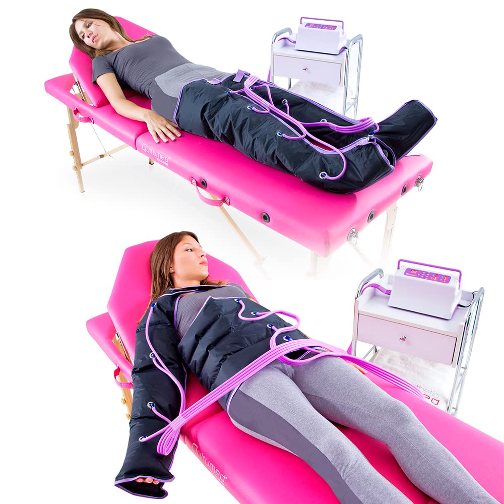 QUIRUMED Presoterapia en casa completa, masaje de piernas, abdomen y brazos, 6 modos de compresión y 9 niveles de presión, 4 cámaras, 1 canal, 20W, Ajuste de tiempo