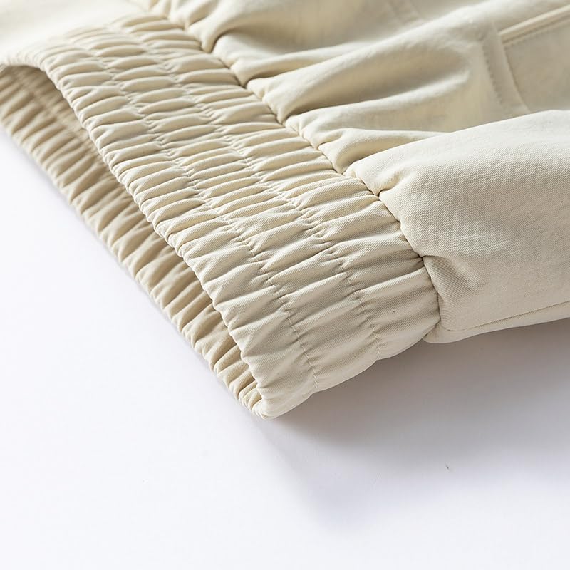 Casual Cotton Bomber Jacket, Collared Snap Button Front, Elastic Waist