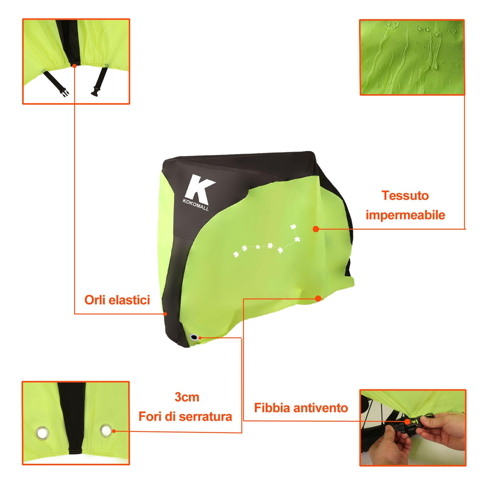 Telo Copribici da Esterno Impermeabile,Copertura Bicicletta Protettivo per Biciclette Antipolvere Vento Pioggia Protezione UV, Copertura per Mountain Bike ,200 x 110 x 70 cm