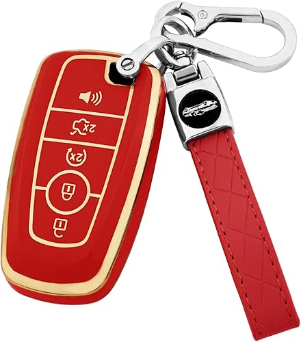 Miniatura 10 de Funda para llavero Ford con llavero, funda protectora para Ford Explorer Fusion Escape Edge Expedition Maverick Mustang Bronco F150 F250 F350 F450