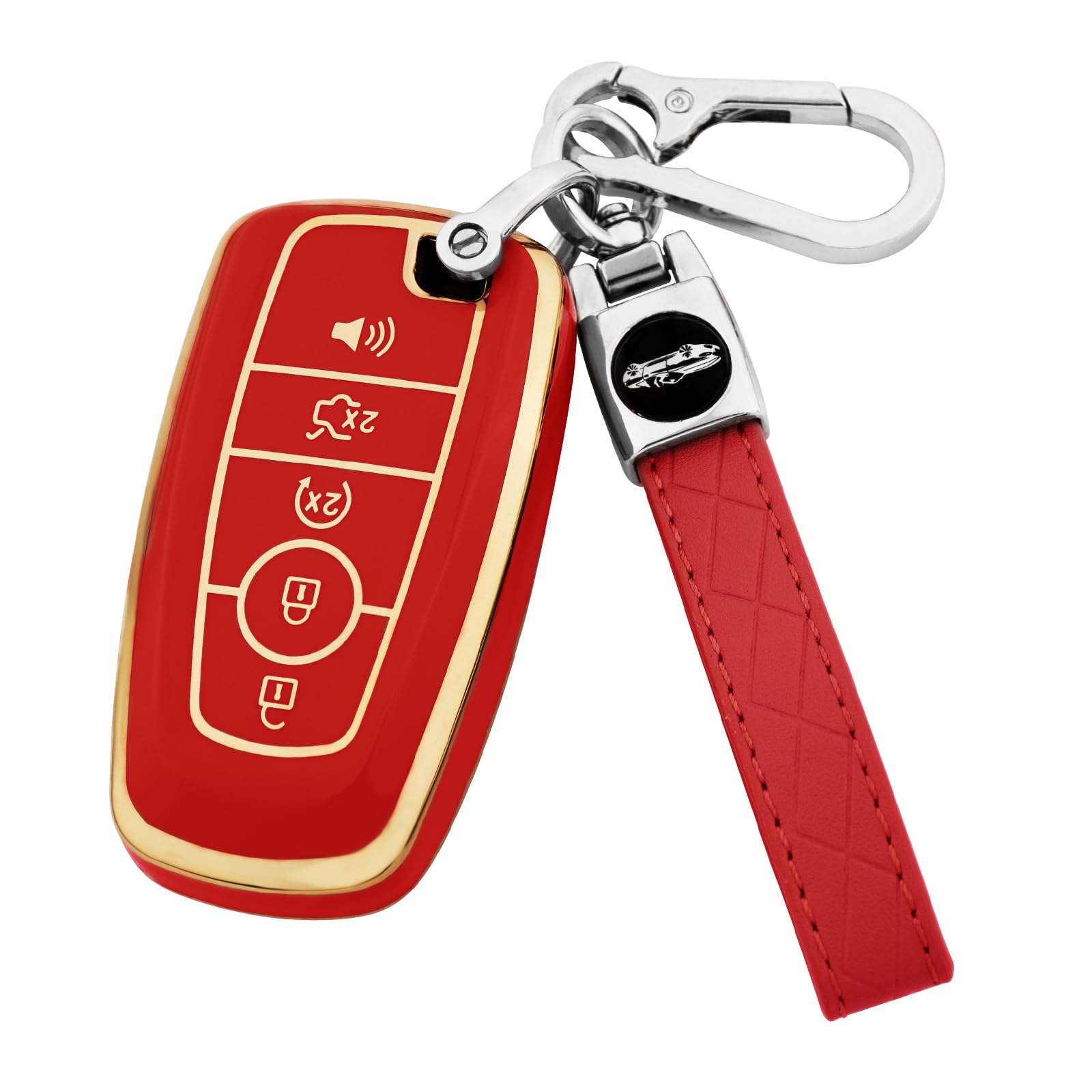 for for Ford Key Fob Cover with Keychain,Key Case Shell Protector Holder for Ford Explorer Fusion Escape Edge Expedition Maverick Mustang Bronco F150 F250 F350 F450 F550 Lincoln (Red)
