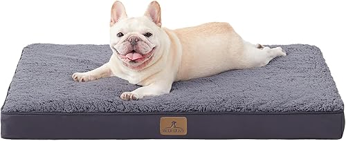 Miniatura 11 de Bedfolks Cama Ortopédica para Perros para Perros Grandes - Cama de Espuma de Huevo para Jaula de Perros con Funda Impermeable Extraíble, Alfombrilla