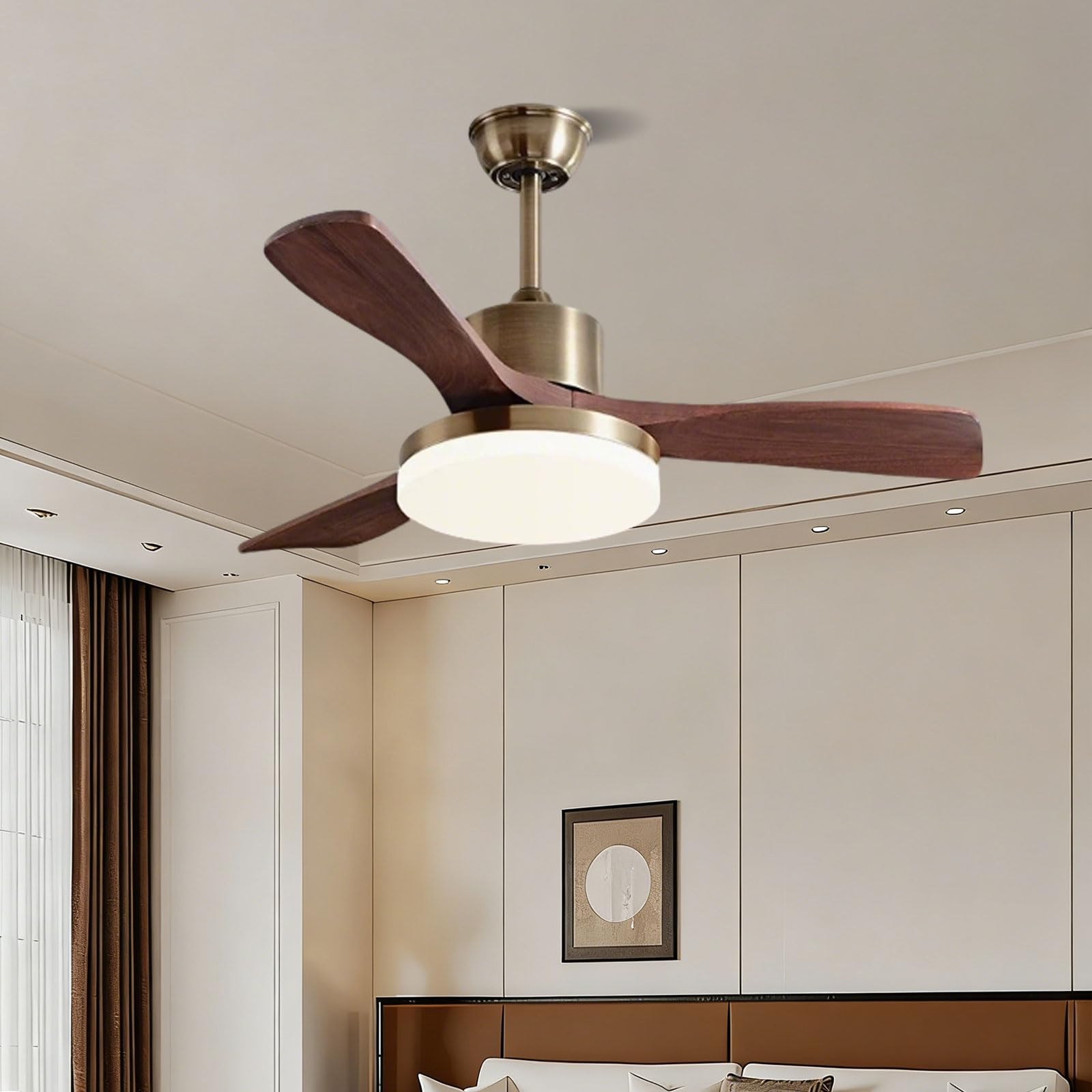 HSLJ1 3/5 Blades Ceiling Fans with Lights and Remote, LED Smart Fan Chandelier, Dimmable, Reversible DC Motor, Modern Fan Ceiling Lights for Living Room Bedroom