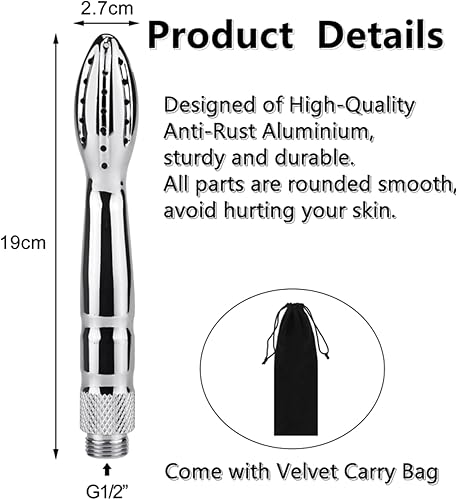 Miniatura 2 de Ducha de ducha, enema de ducha, sistema de ducha enema, boquilla de ducha de agua de mano, kit de limpieza vaginal para hombres y mujeres, plateado