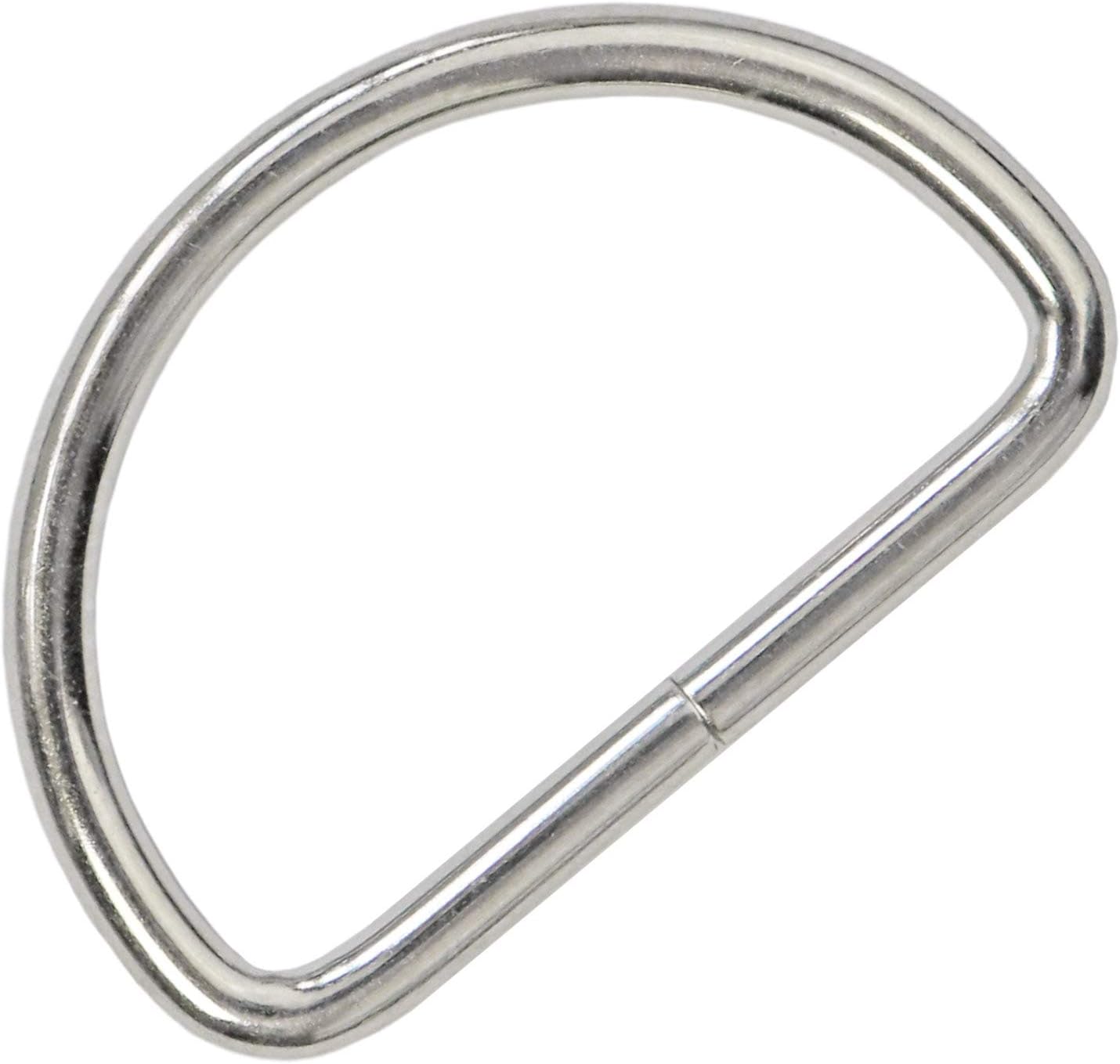 Metal D Ring Non Welded D-Rings Nickel Plated Silver 1.25 Inch (100 Pack)