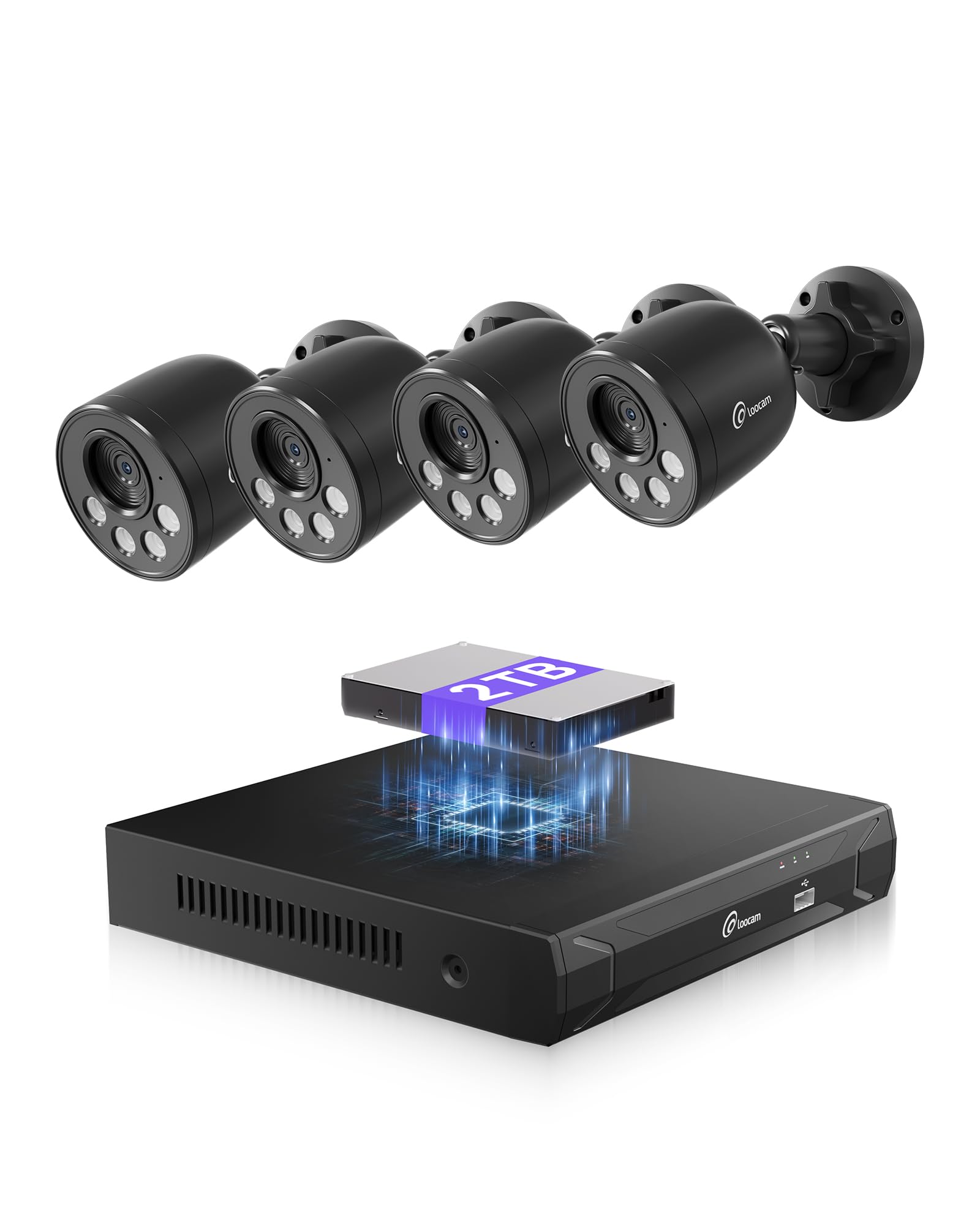 Loocam Kit Caméra de Surveillance PoE 4K 8MP - 8CH NVR H.265+ avec 2To HDD