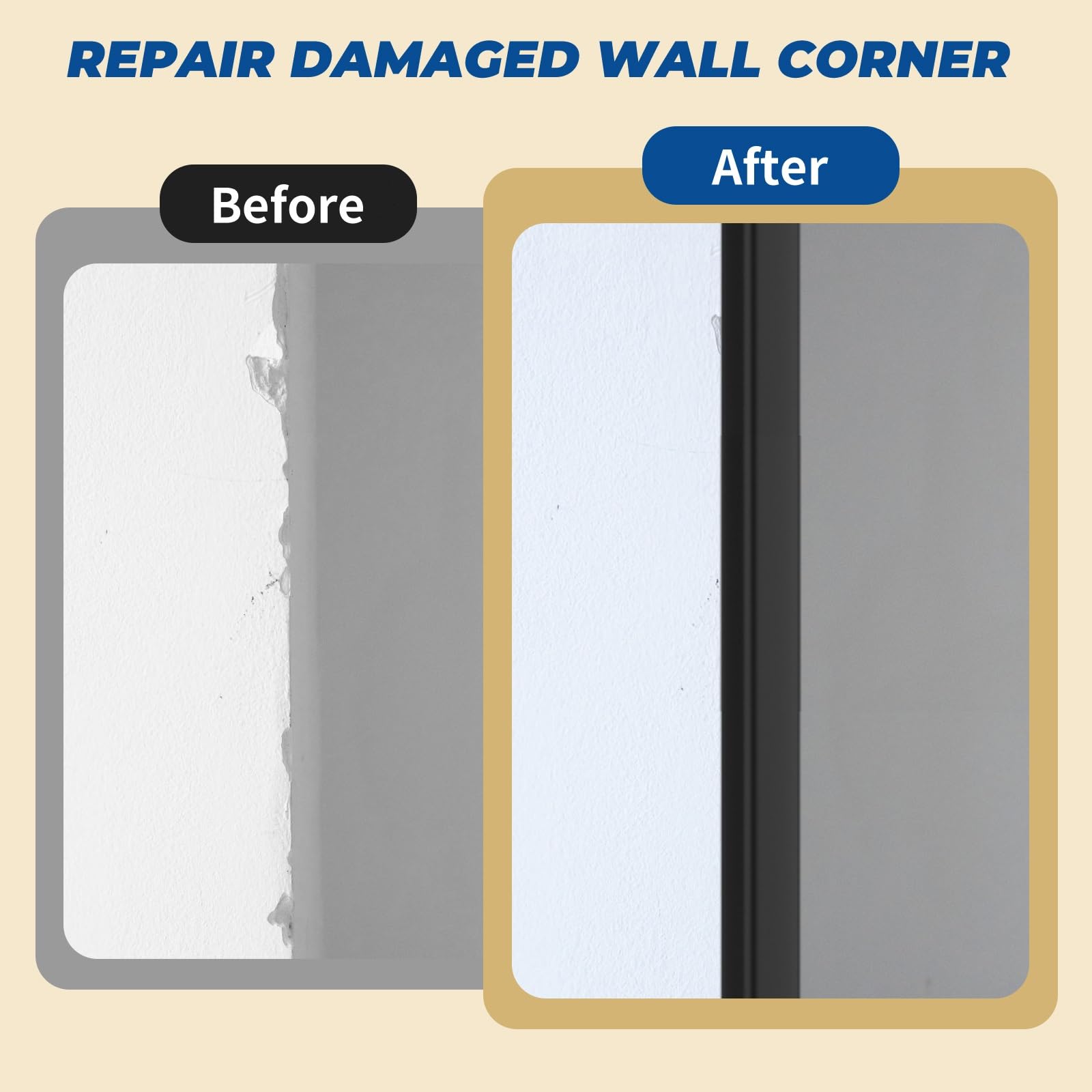 Rubber Bond – Lot de 5 protections d'angle murales de 2,5 x 2,5 x 91,4 cm | Bandes autocollantes pour bords de meubles pour la maison et le bureau