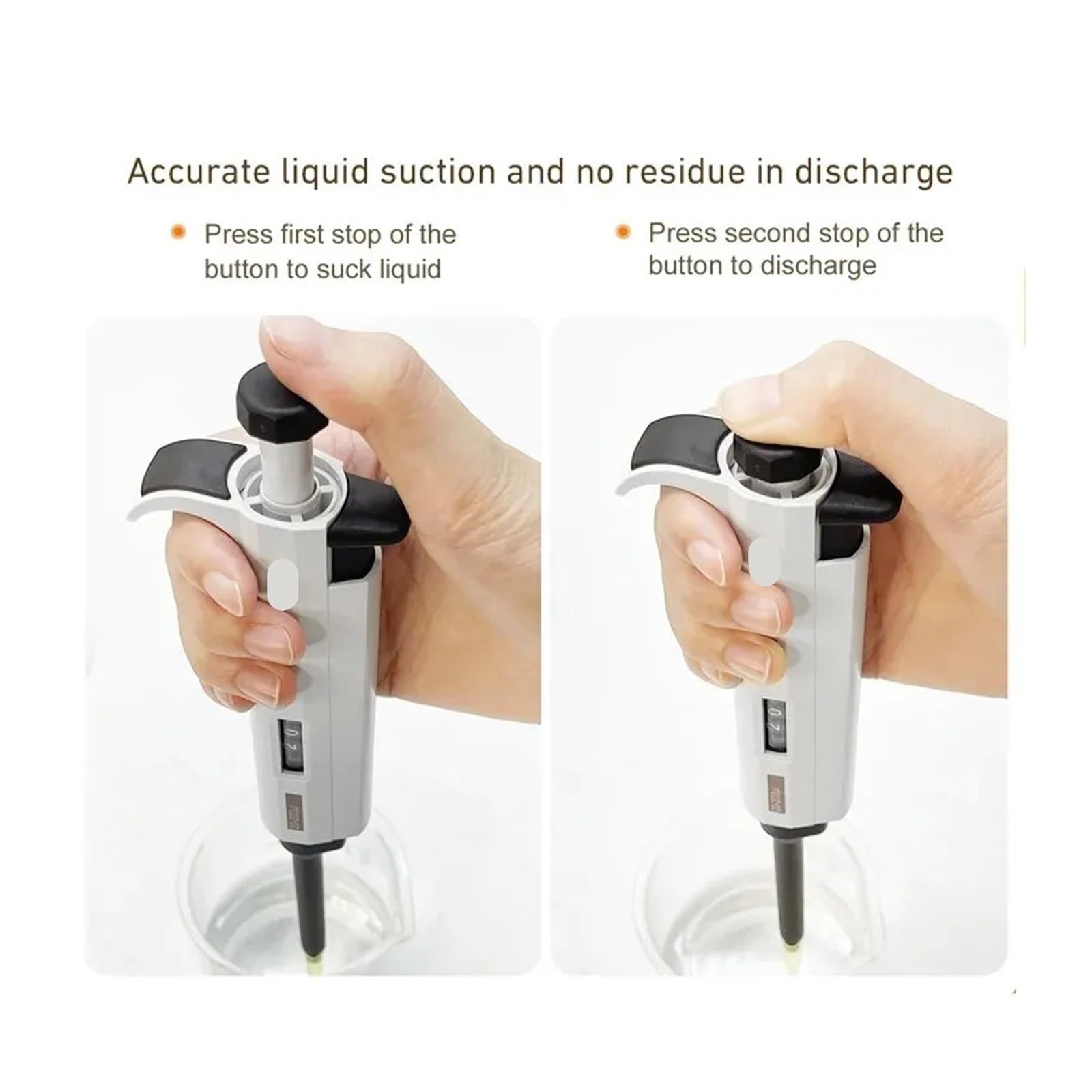 Pipeta 2 Uds Pipeta De Laboratorio Micropipeta Suministros Médicos Un Solo Canal Manual 0,1-5000ul 10ml para laboratorio(M10-100ul)