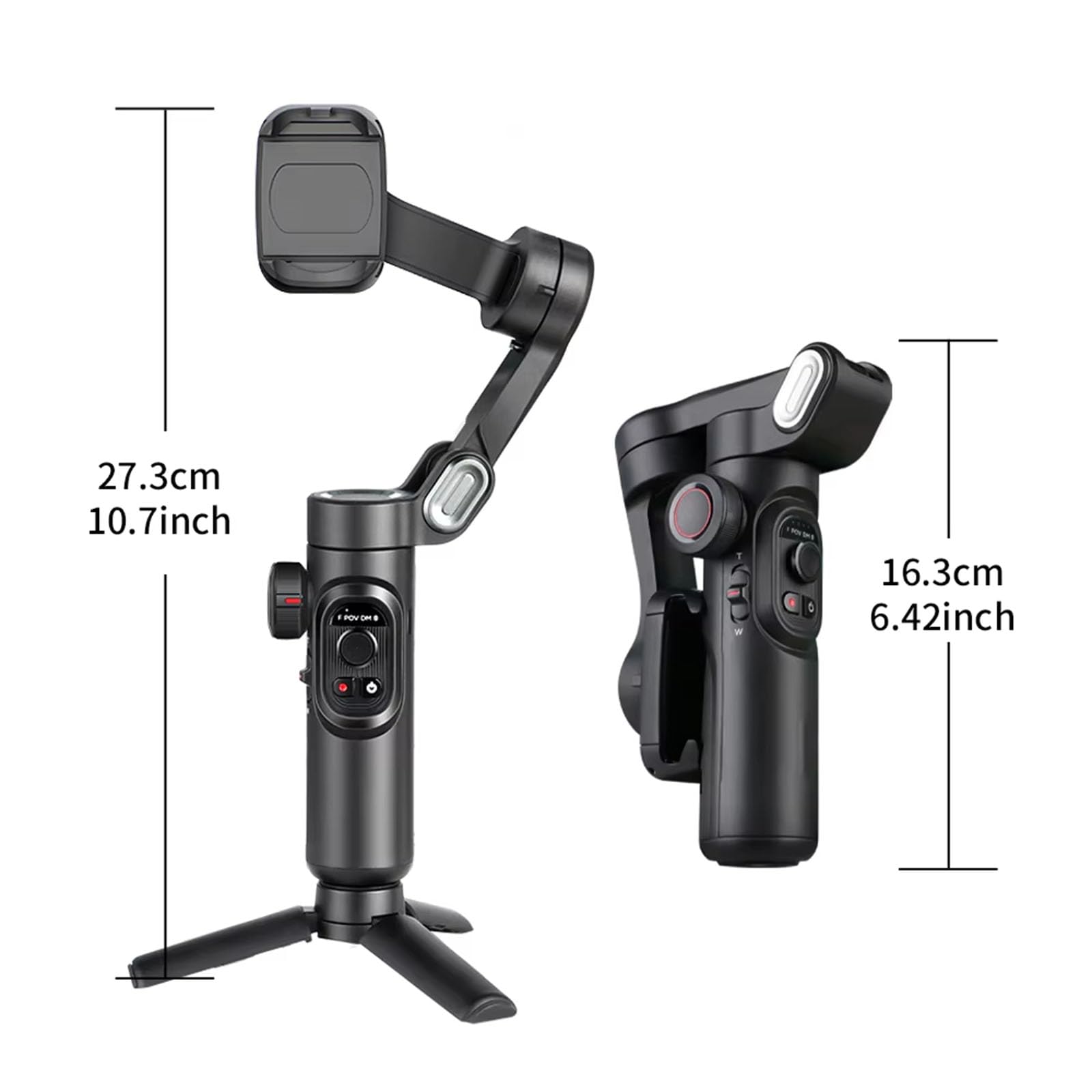 Stabilizator gimbala do smartfona, 3-osiowy ręczny stabilizator gimbala do smartfona z magnetycznym światłem wypełniającym RGB do nagrywania wideo, śledzenia twarzy i obiektów