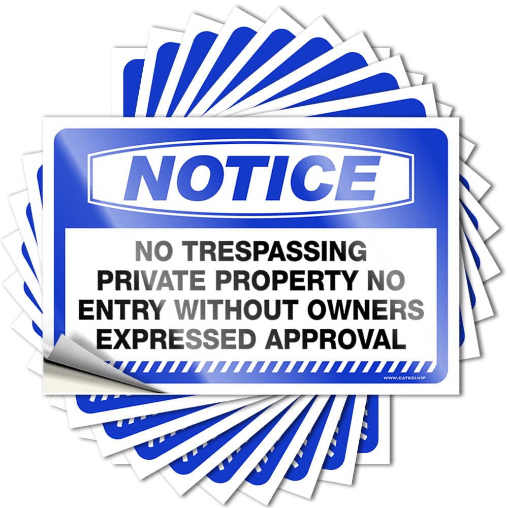 Decals House Stuff Vinyl Sticker | Notice No Trespassing Private Property No Entry Mini for Motorcross Use(12X18CM)