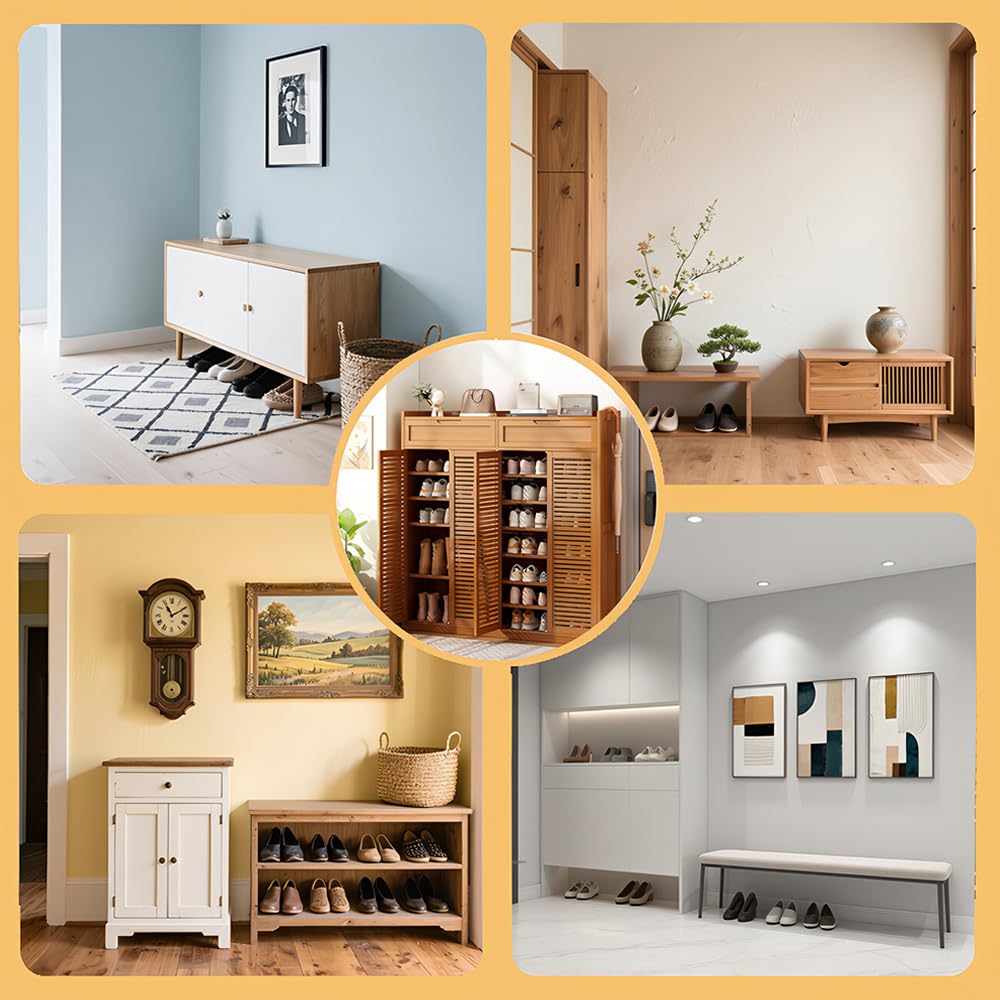 Schuhregal aus Bambus,Schuhschrank Hoch, Schmal Schuhablage mit 8 Ebenen, für 55 Paar Schuhe, Schuh-Organizer für Eingangsbereich Flur Diele Wohnzimmer, 118x32x127cm (A, 118x32x127cm)