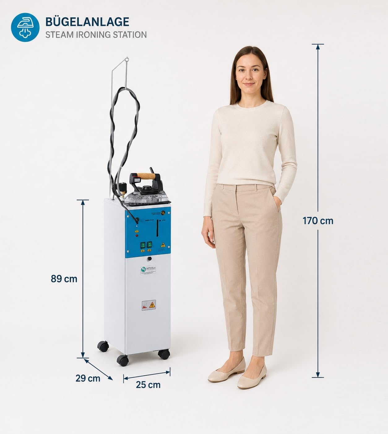 PROFI - Dampfbügelstation Dampferzeuger mit Bügeleisen, 2250W 220V 4,5 Liter Wassertank Dampferzeuger Bügelanlage Bügelsystem mit Kupferkessel, Regelbarem Dampfventil