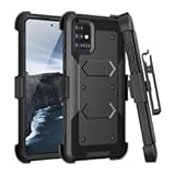TJS Phone Case Compatible with Samsung Galaxy A71 5G (Not Fit Galaxy A71 4G (SM-A715F/DS)/Verizon A71 5G UW), Belt Clip Holster Hybrid Kickstand Heavy Duty Cover (Black)