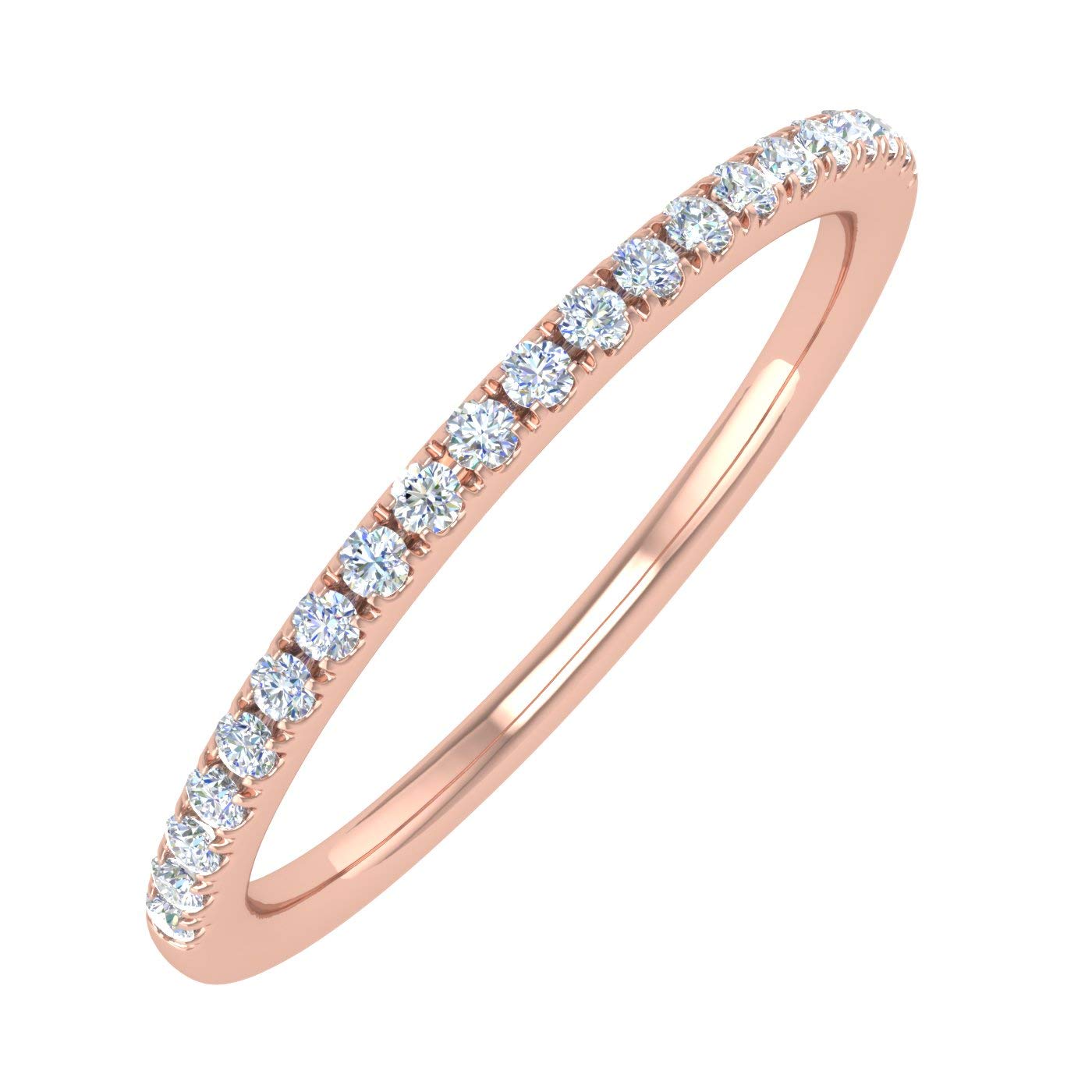 14K Gold Half Eternity Diamond Wedding Band Ring for Women (0.15 Carat)