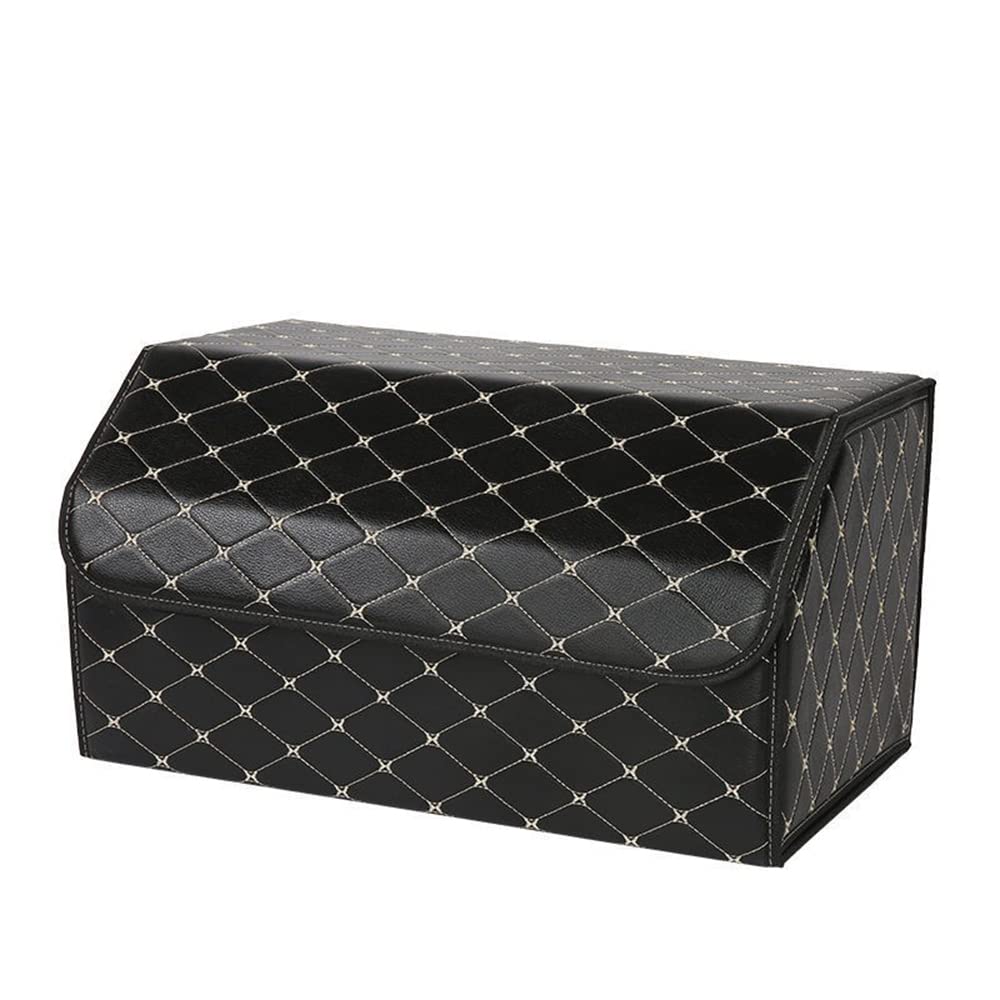 DPROT Leather Car Boot Organizers Storage Box, for Toyota Land Cruiser 300 7 Avensis Folding Organiser Container Tidy Organization Accessories,Blackstyle