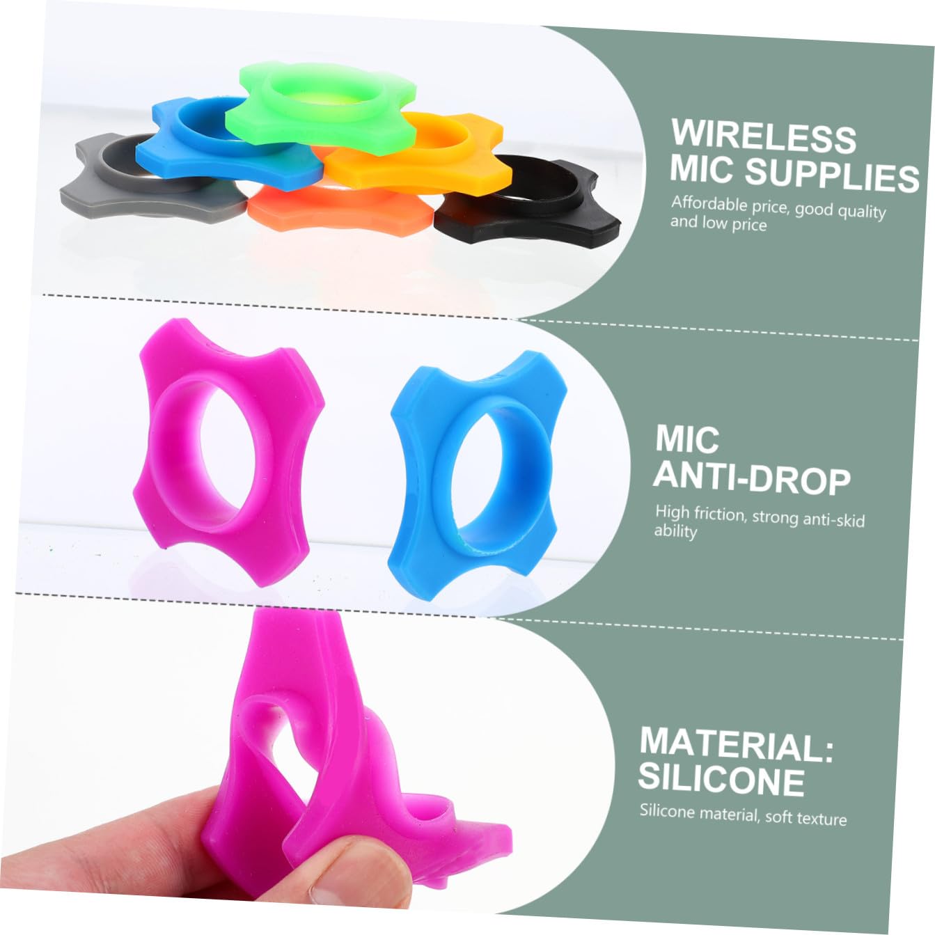 20pezzi Anelli Antiscivolo Silicone Per Microfono Protezione Anti-rotolamento Per Ktv e Eventi Accessorio Essenziale Per Conferenze e Interviste