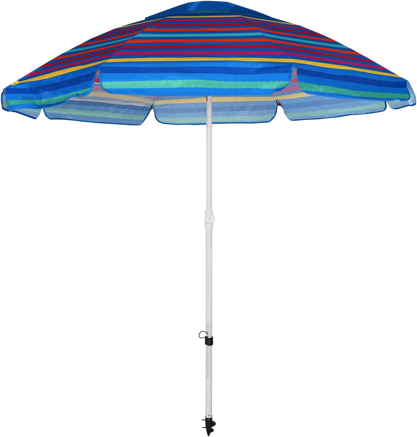 Abba Patio 7ft Beach Umbrella with Adjustable Tilt, UPF 30+ Protection, Carry Bag, Heavy Duty Outdoor Sun Shade for Pool, Garden, Patio and Beach, Colored Stripe