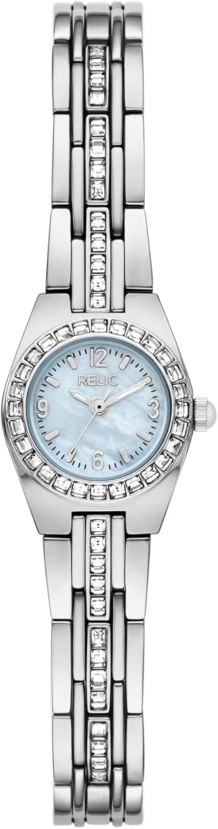 RELIC by Fossil Queen's Court Mini reloj de tres manecillas con fecha en tono plateado para mujer (Modelo: ZR12681)
