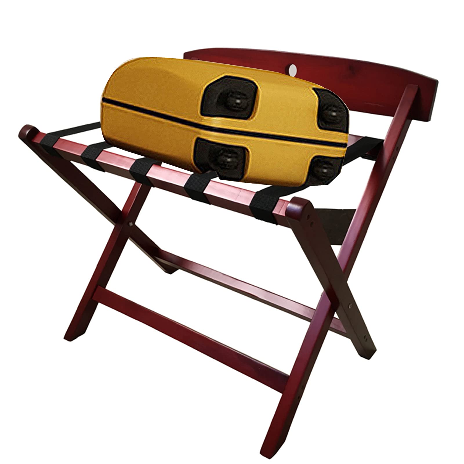 Portaequipajes Plegable De Madera Respaldo Retro con Correa De Nylon Soporte para Equipaje No Requiere Ensamblaje Portaequipajes para Habitación De Invitados Dormitorio-B 63cm w x43cm dx61cm