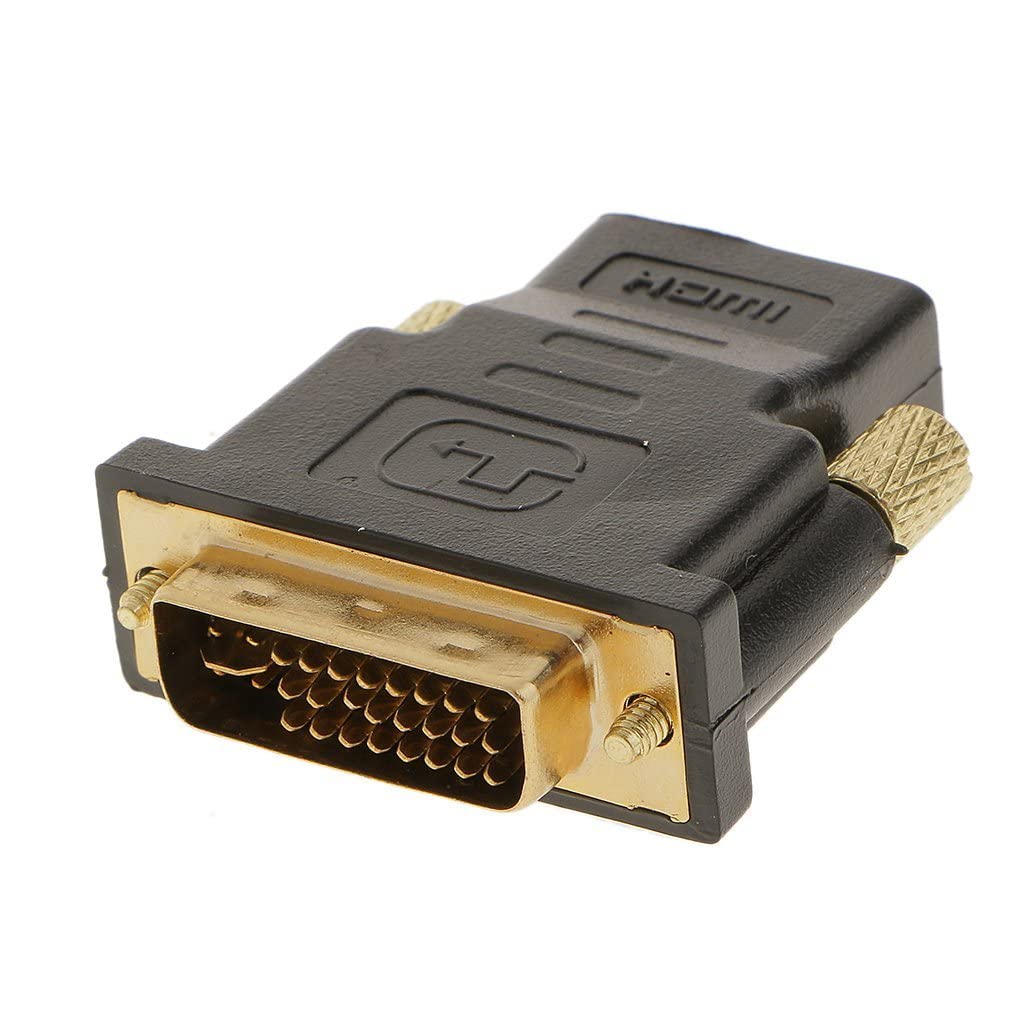 JGD PRODUCTS DVI (24+5) Pin Male to HDMI Female Adapter Connector Gold Plated - Black (Pack of 1)