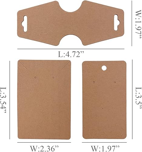 Miniatura 2 de Suponey 150 tarjetas para aretes, collares, pulseras, tarjetas, soporte para aretes, tarjetas, tarjetas de exhibición, tarjetas de papel kraft para
