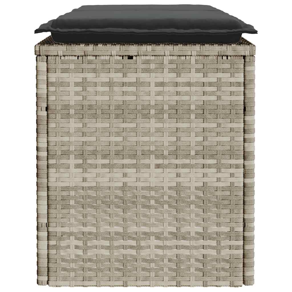 vidaXL Gartenbank mit Kissen Hellgrau 110x40x44 cm Poly Rattan, Terrassenbank, Außenbank, Garten Sitzbank, Outdoor Bank, Sitzbank, Sitzbank Terrasse