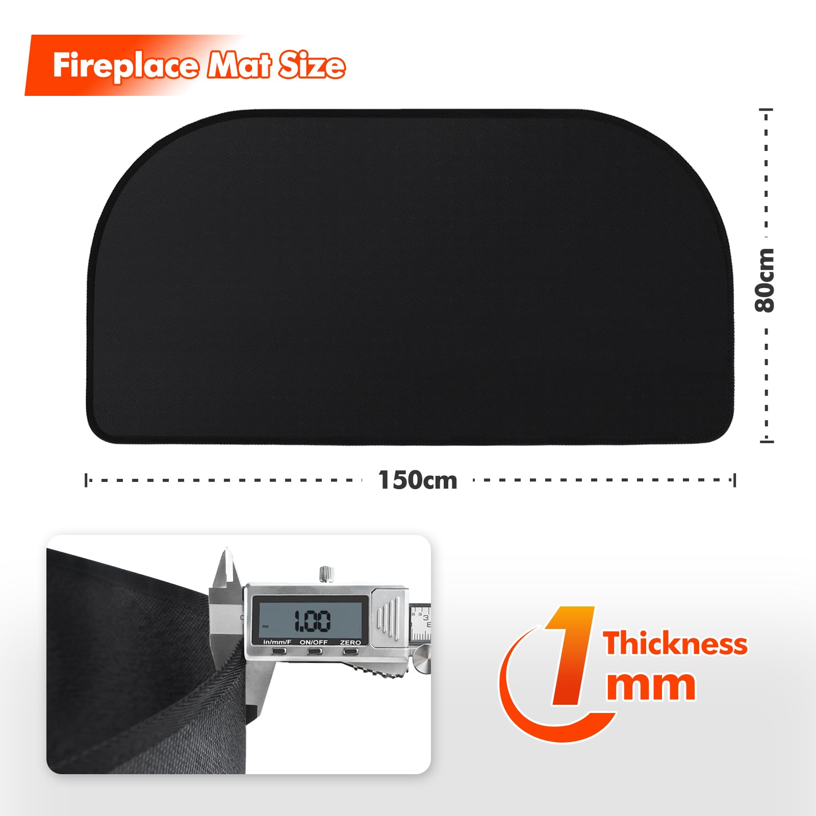Hearth Rugs for Fireplaces Fire Resistant 150x80x0.1cm Fireproof Fireplace Mat - Image 2