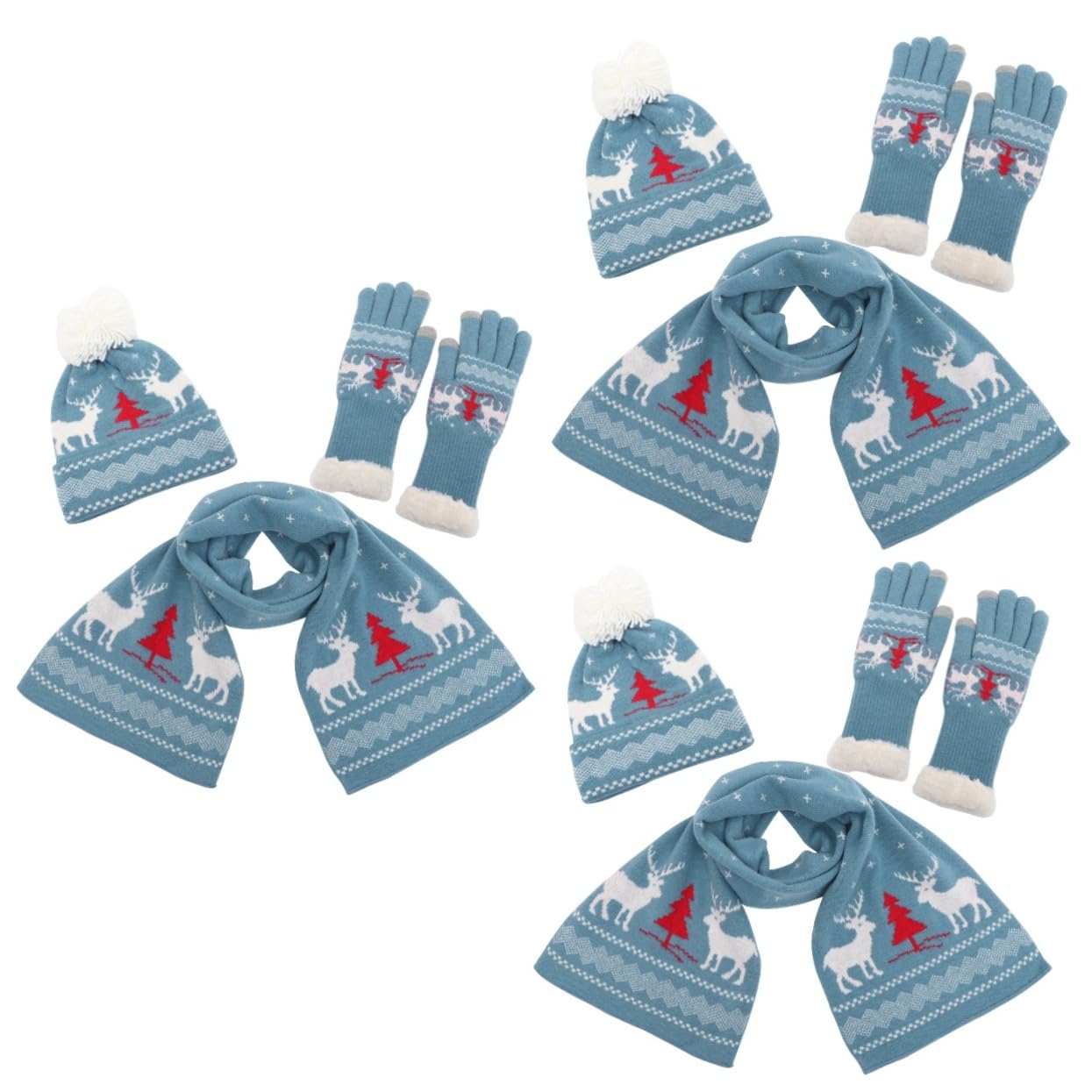 GALPADA 3juegos De Gorro Bufanda y Guantes De Navidad Para Mujer Set De De Clásico Actividades Invierno