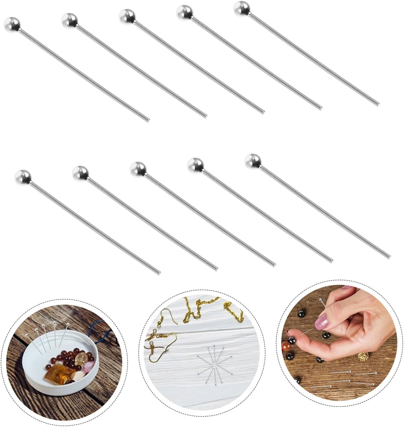 Gadpiparty 10Pcs Eye Pins for Jewelry Making Durable Earring Parts DIY Necklace Bracelet Supplies Craft Pins for Jewelry Design for Handmade Accessories