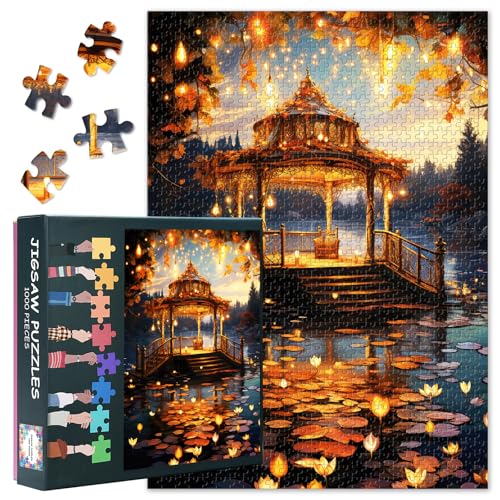 TUMOVO Gazebo on The Lake 1000 Piece Puzzle for Adults, Autumn