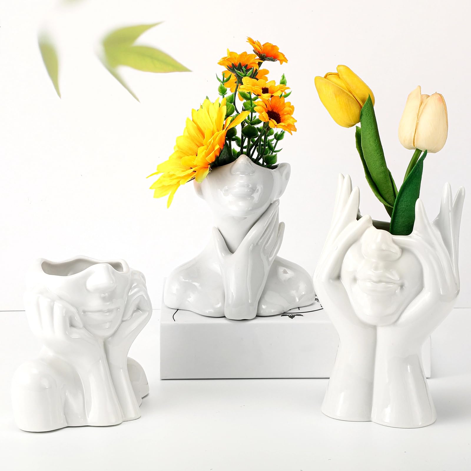 Sieral Ceramic Face Vase Set