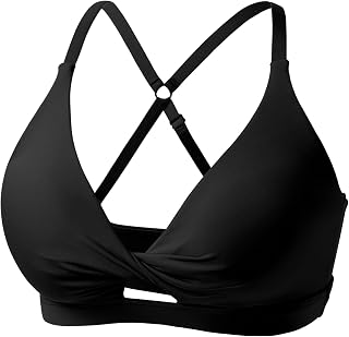 Padded Sports Bras for Women - Strappy Sports Bra Workout Tops for Women Twist Front Gym Tops