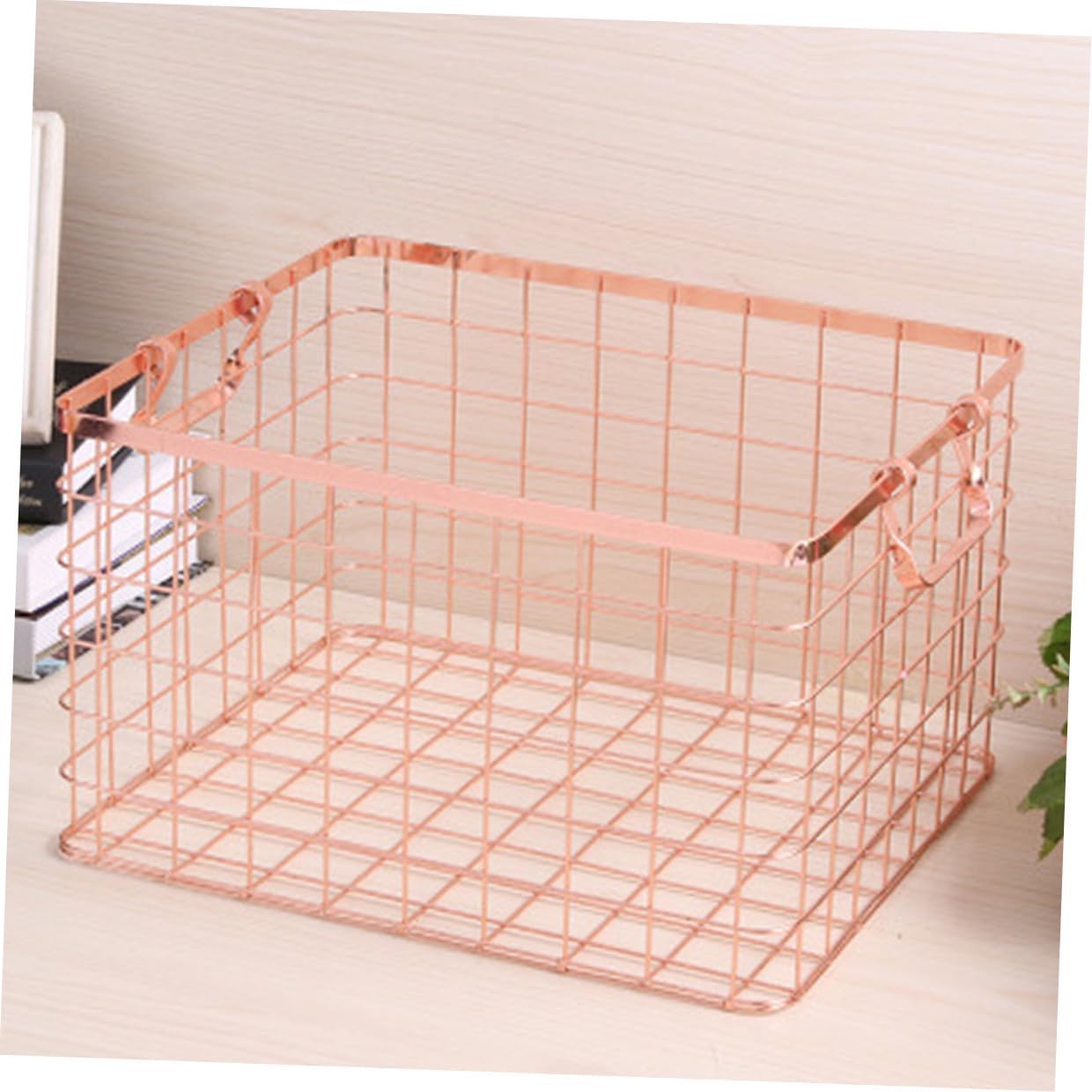 Cesta de Almacenamiento de Hierro Dorado Asa, Estilo Nórdico, Flexible y Multifuncional para Guardar Libros y Objetos Hogar