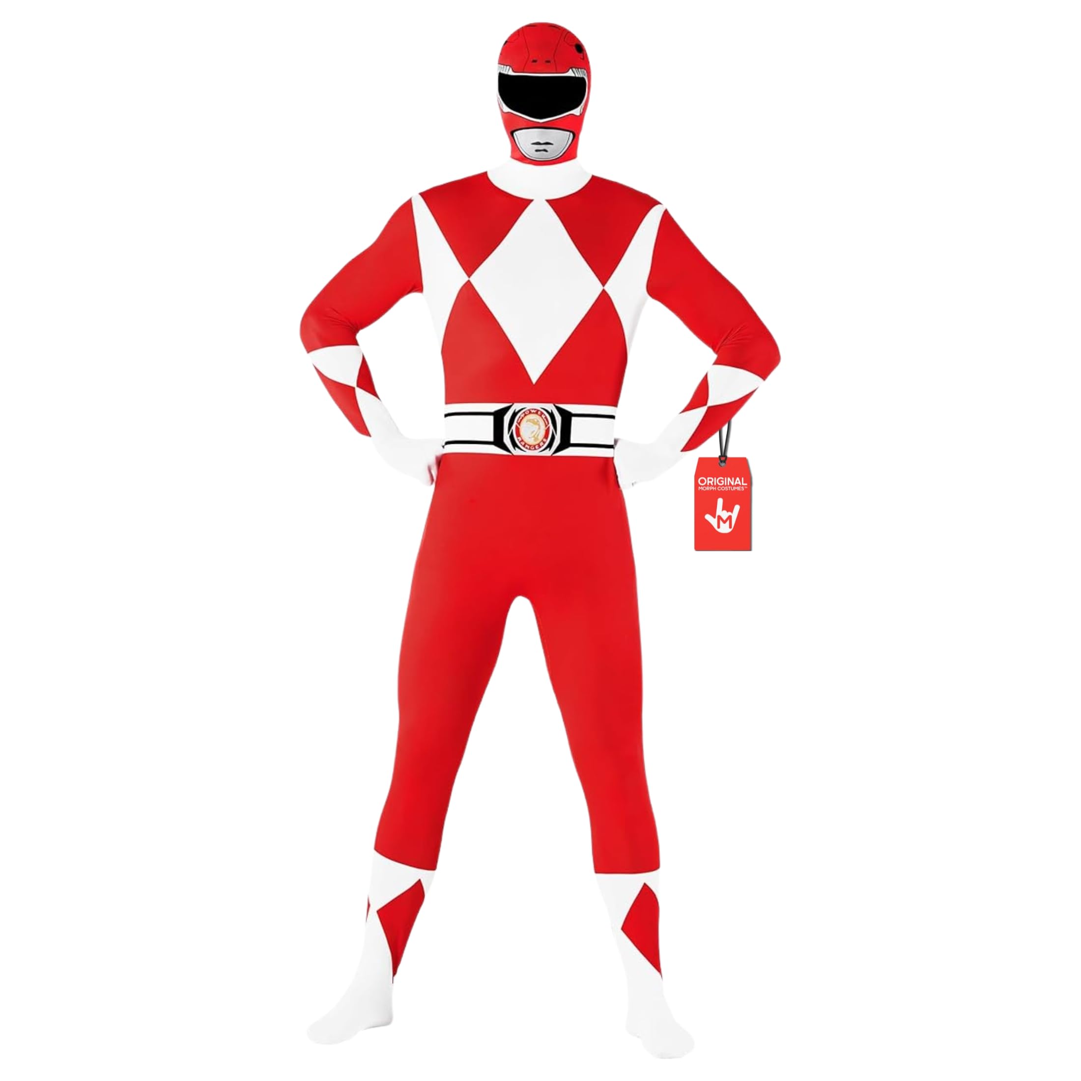 Morphsuits Official Power Ranger Costume,Red,Large 5'4"-5'10" (163cm - 177cm)