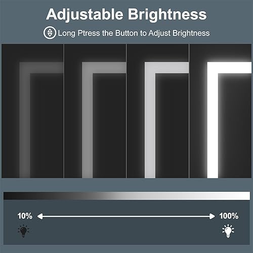 Miniatura 4 de Botiquín mejorado con espejo templado con luces de 30 x 26 pulgadas, enchufable o cableado, antivaho, 3 coloresregulable, aleación AL, 2 salidas y