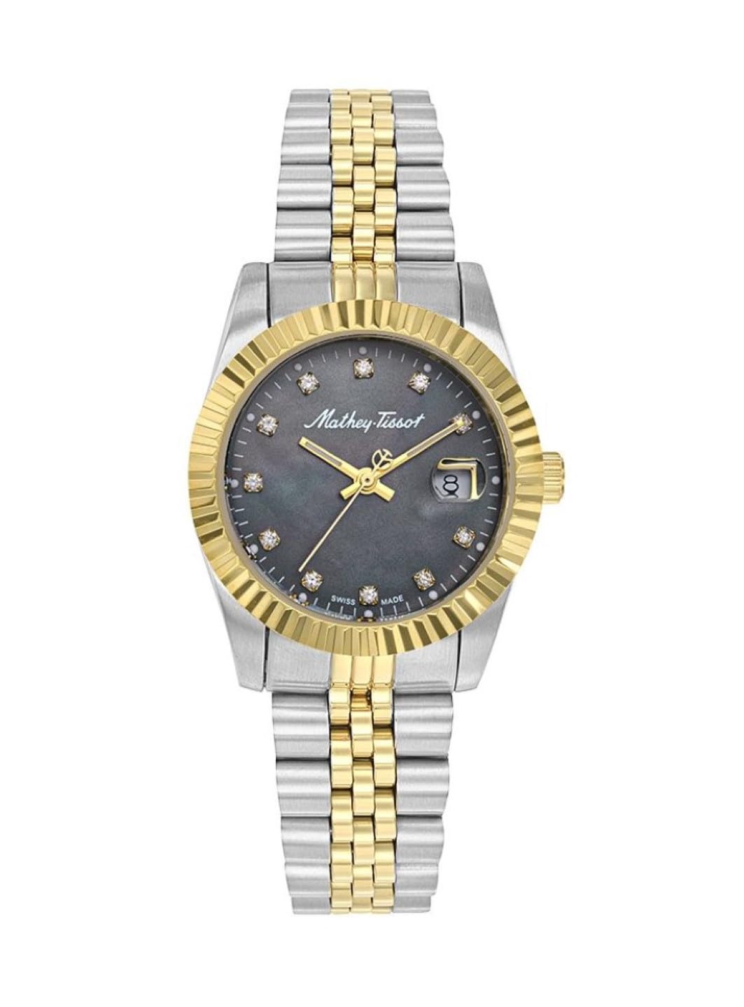 Mathey-Tissot Stainless Steel Swiss Made Black Dial Analog Women Watch - D910Bn, Silver Band (B0BQBL31BB) Amazon Price History, Amazon Price Tracker