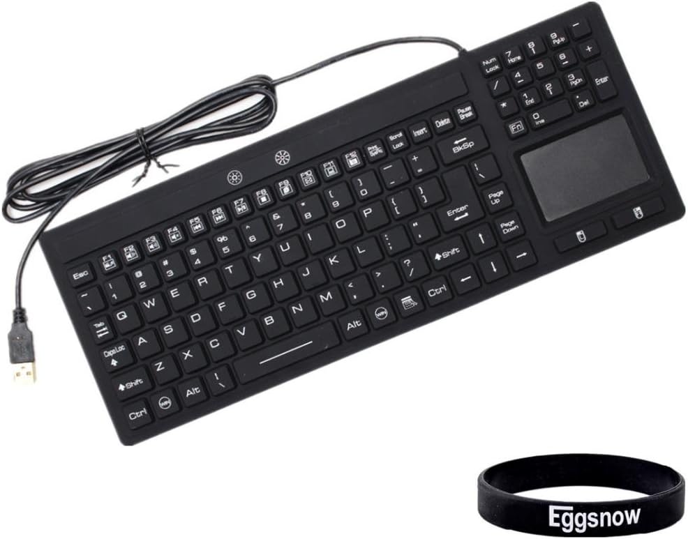 Eggsnow Industrial Waterproof Keyboard with Touchpad for Windows PCs - 106 Keys