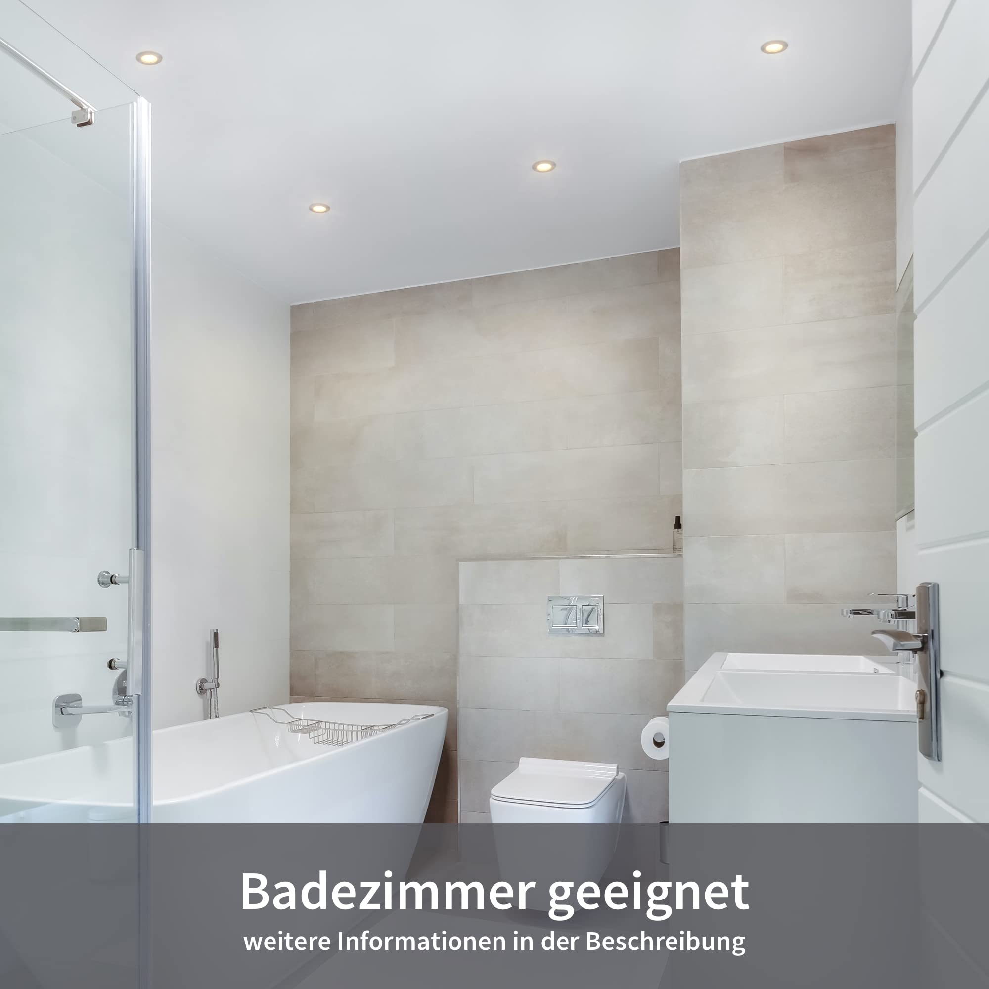 Scandinavian home Set di 3 faretti da incasso a LED 230V 4,5W bianco caldo 60mm - 70mm I bagno I CRI 90 500lm 3000K 68mm I Design in acciaio inox con vetro satinato