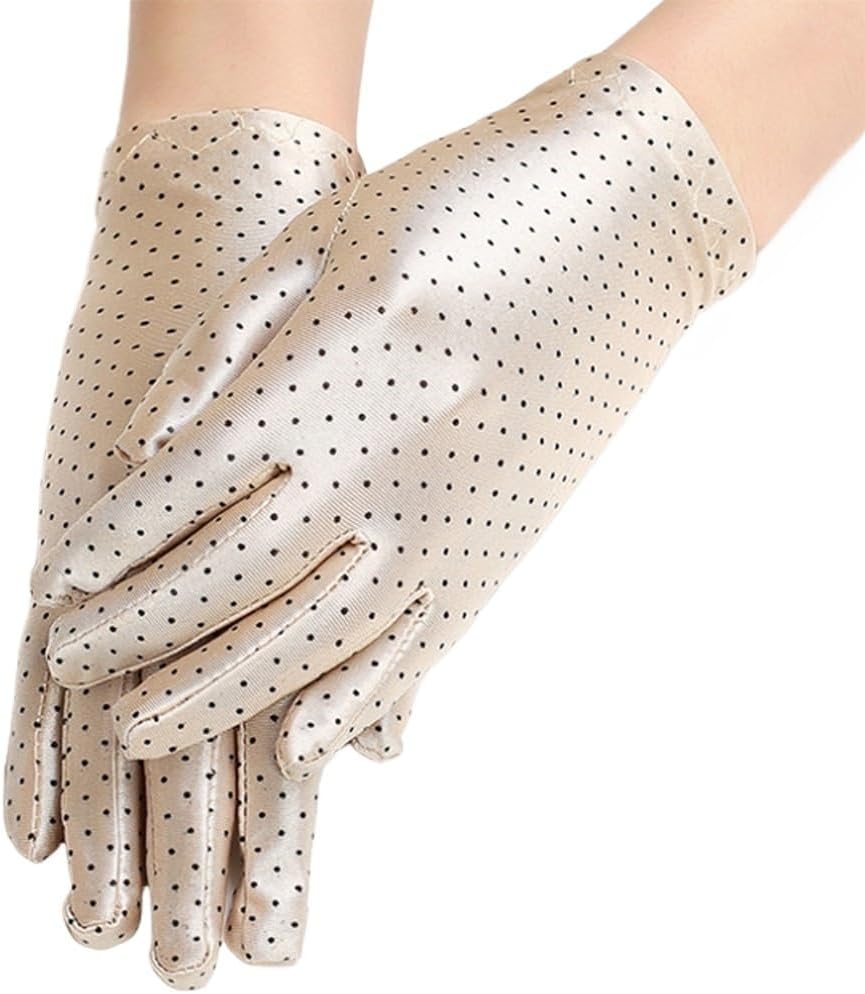 Women Wrist Gloves Ladies Sunscree dot thin touch Screen Knitted Fabric Breathable Driving