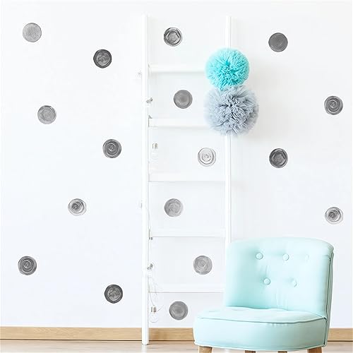 Miniatura 4 de 6 hojas de 72 calcomanías de pared de lunares de acuarela gris y negra, calcomanías de pared de sacinora Circle DIY, vinilo extraíble para armario,