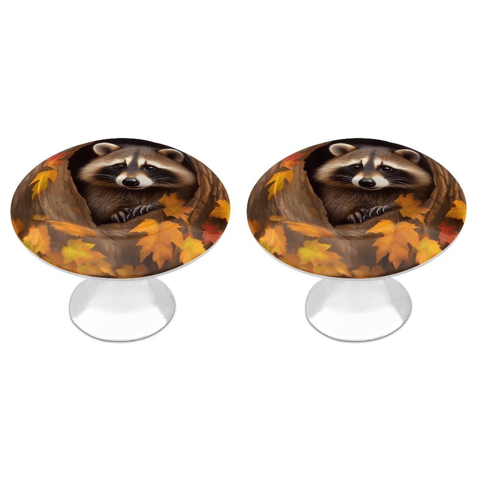 Vstadank Style Raccoon In The Fall Tree Hole Drawer Pulls Sturdy Stainless Steel Door Handle Round Cabinet Knobs Fashion Dresser Drawer Knobs Door Pulls Exquisite Cabinet Handles Furniture Pull 2Pcs
