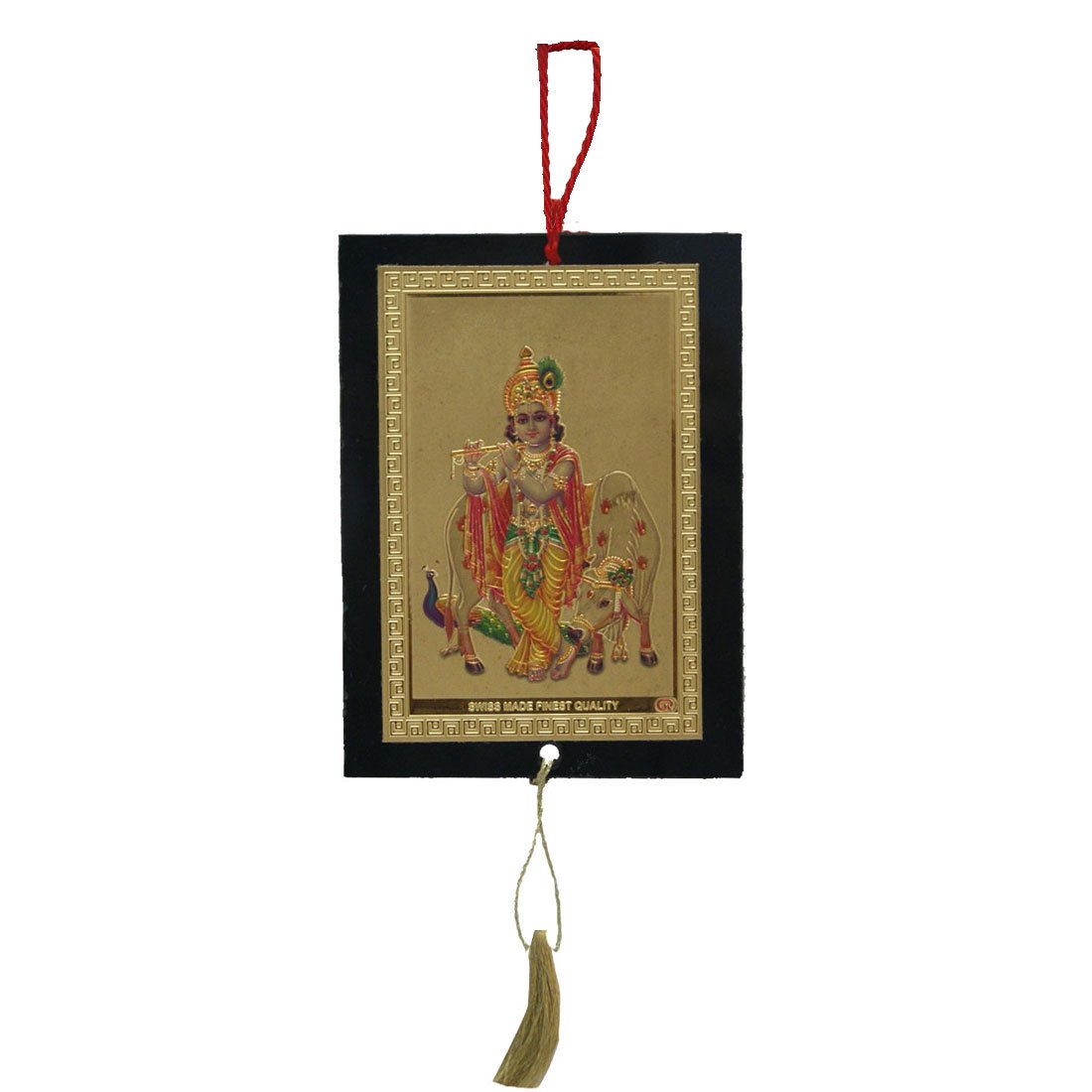 Divya Mantra Sri Shri Krishna Talisman Gift Pendant Amulet for Car Rear View Mirror Decor Ornament Accessories/Good Luck Charm Protection Interior Wall Hanging Showpiece