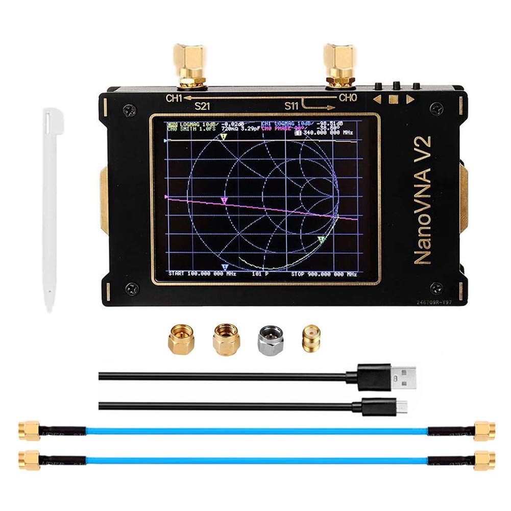 NanoVNA V2 3G Vector Network Analyzer, 3.2Inch S-A-A-2 NanoVNA V2 Antenna Analyzer 10KHz~3GHz Shortwave HF VHF UHF Measure Duplexer Filter,Built-in 1950mAh Rechargeable Battery